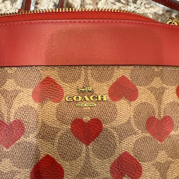 Coach Tan and Red Heart Crossbody Bag - Picture 2 of 6